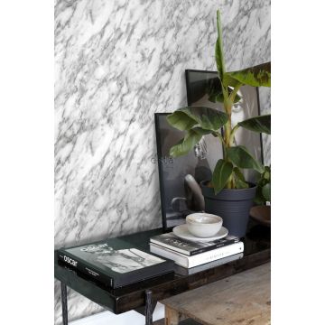 stue tapet marmor sort og hvidt 139119