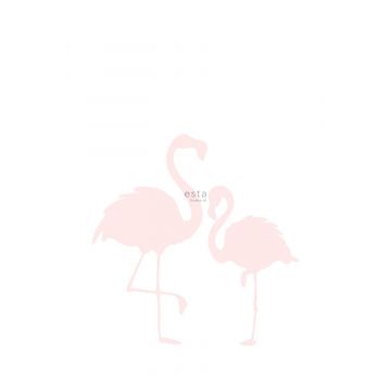 fototapet  flamingoer mor og barn lyserosa og hvidt af ESTAhome