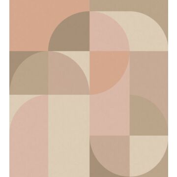 fototapet  geometrisk motiv i Bauhaus-stil lyserødt og beige af ESTAhome