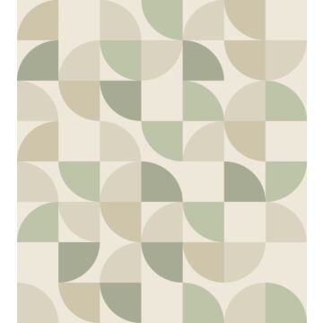 fototapet  geometriske former beige og grønt af ESTAhome