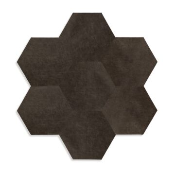 selvklæbende eko-læder vægpaneler  sekskant mørkebrunt af Origin Wallcoverings