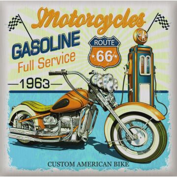 wallsticker vintage motorcykel blåt, orange og gul af Sanders & Sanders