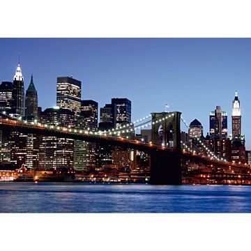 fototapet  Brooklyn Bridge New York blåt, orange og brunt af Sanders & Sanders