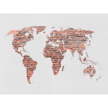 fototapet  verdenskort orange, brunt og hvidt fra Sanders & Sanders