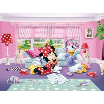 fototapet  Minnie Mouse lyserødt, rødt og lilla af Disney