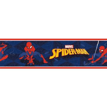 selvklæbende tapetbort Spider-Man blåt, rødt og gul fra Sanders & Sanders