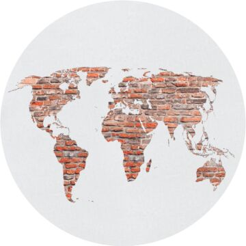 selvklæbende fototapet rundt verdenskort rustbrunt, gråt og hvidt af Sanders & Sanders