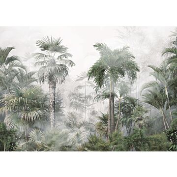 plakat tropisk landskab med palmetræer mørkegrønt og gråt af Sanders & Sanders
