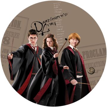 selvklæbende fototapet rundt Harry Potter, Hermione Granger, Ron Weasley beige, sort og rødt af Sanders & Sanders