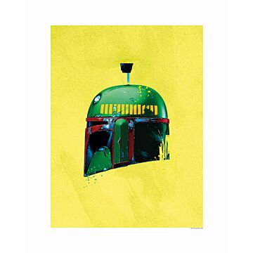 plakat Star Wars Classic Helmets Boba Fett gul og grønt af Komar