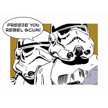 plakat Star Wars Classic Comic Quote Stormtrooper okkergult, sort og hvidt af Komar