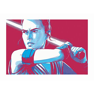 plakat Star Wars Faces Rey rødt og blåt af Komar
