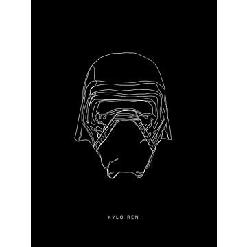 plakat Star Wars Lines Dark Side Kylo sort og hvidt af Sanders & Sanders