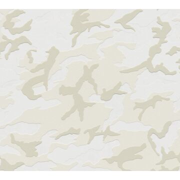 tapet kamouflage lysegråt og beige af A.S. Création