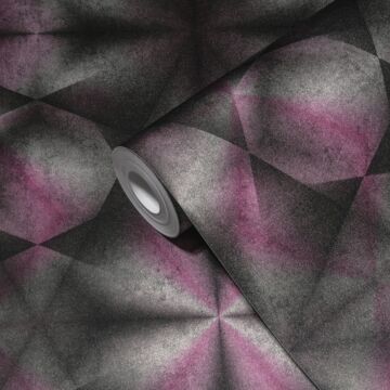 tapet 3D-udskrivning syrenlilla, sort, lyserødt og gråt af Livingwalls